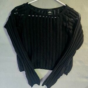 Urban Outfitters Black Long Sleeved Cropped Dark‎ Academia Coquette Sweater M